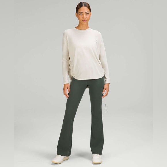 Lululemon Pima Cotton Side-Cinch Long Sleeve Shirt Natural Ivory Women’s Size 6 - Picture 3 of 9